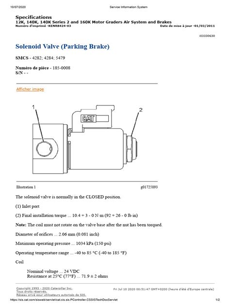 Solenoid Valve (Parking Brake) Does Not Function Correctly